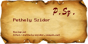 Pethely Szidor névjegykártya